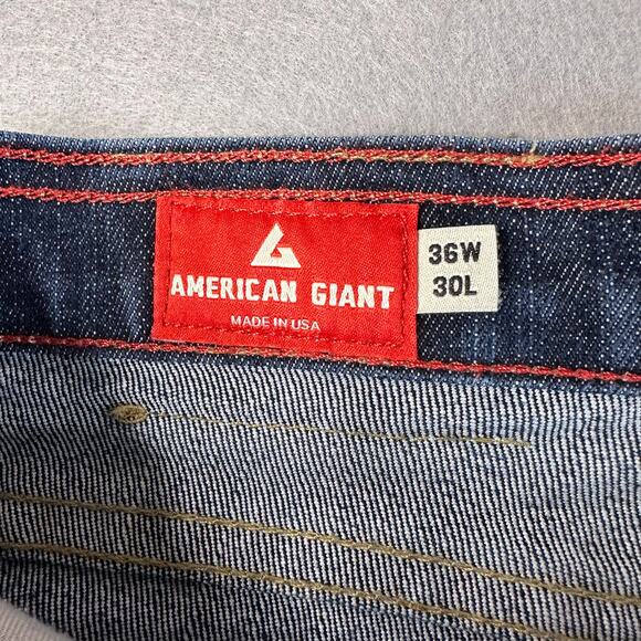 America Giant Dark Wash Jeans Womens Straight Leg 36W 30L High Rise Denim Blue - Picture 4 of 6